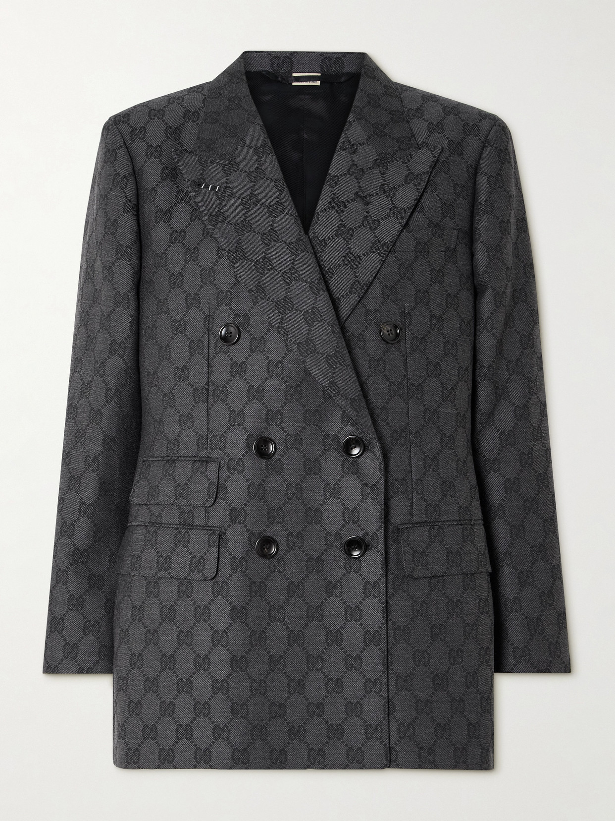 Gucci Double-breasted Wool-jacquard Blazer In Grey