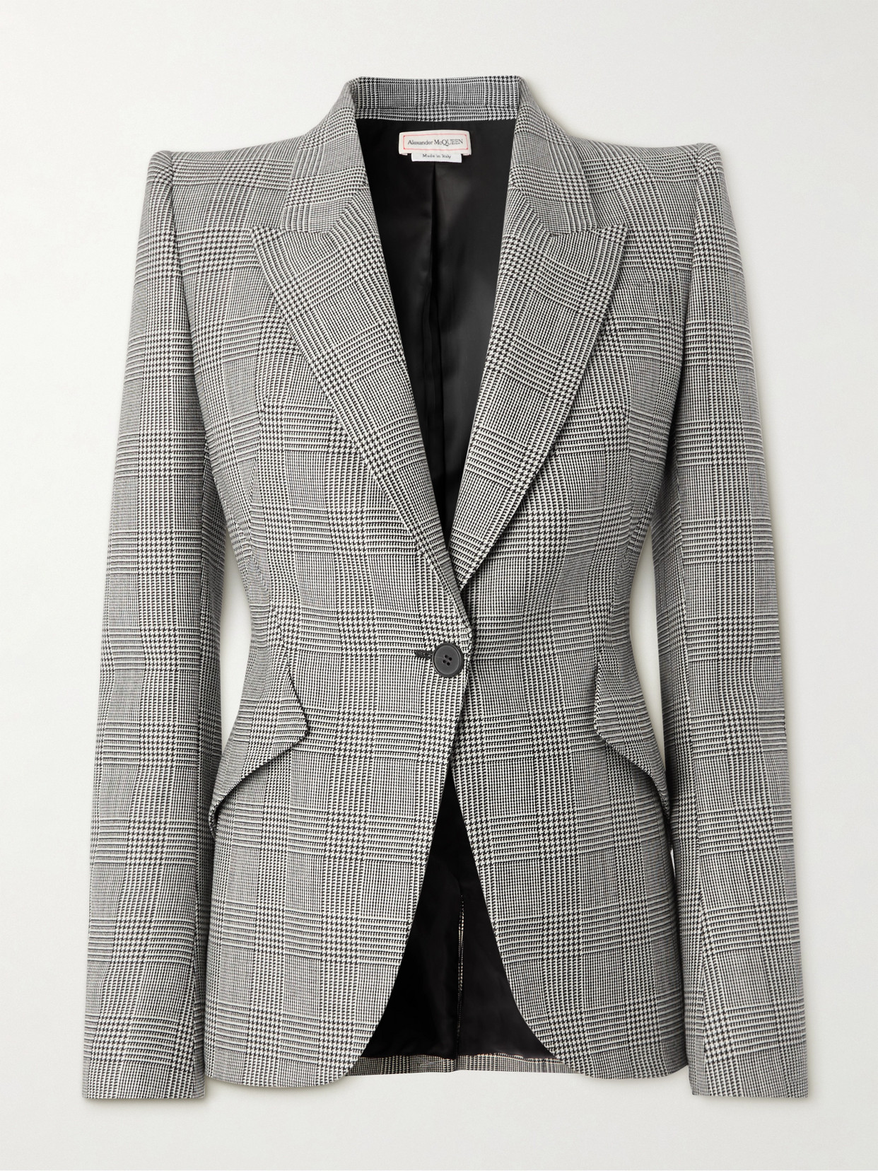 Alexander Mcqueen Prince Of Wales Checked Wool Blazer In Gray