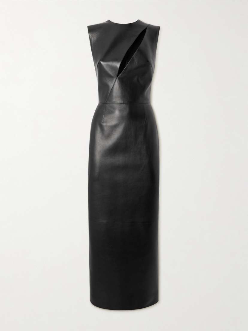 Alexander McQueen Cutout Leather Midi Dress