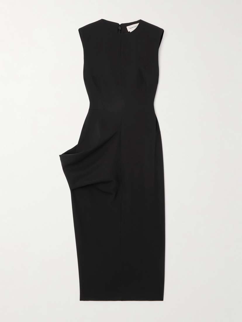 McQueen Draped Wool Midi Dress
