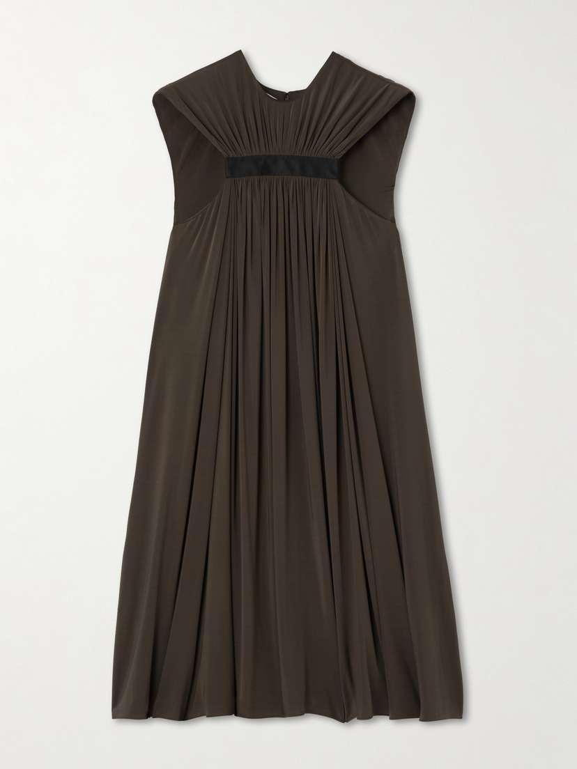 McQueen Satin-trimmed Gathered Stretch-jersey Mini Dress