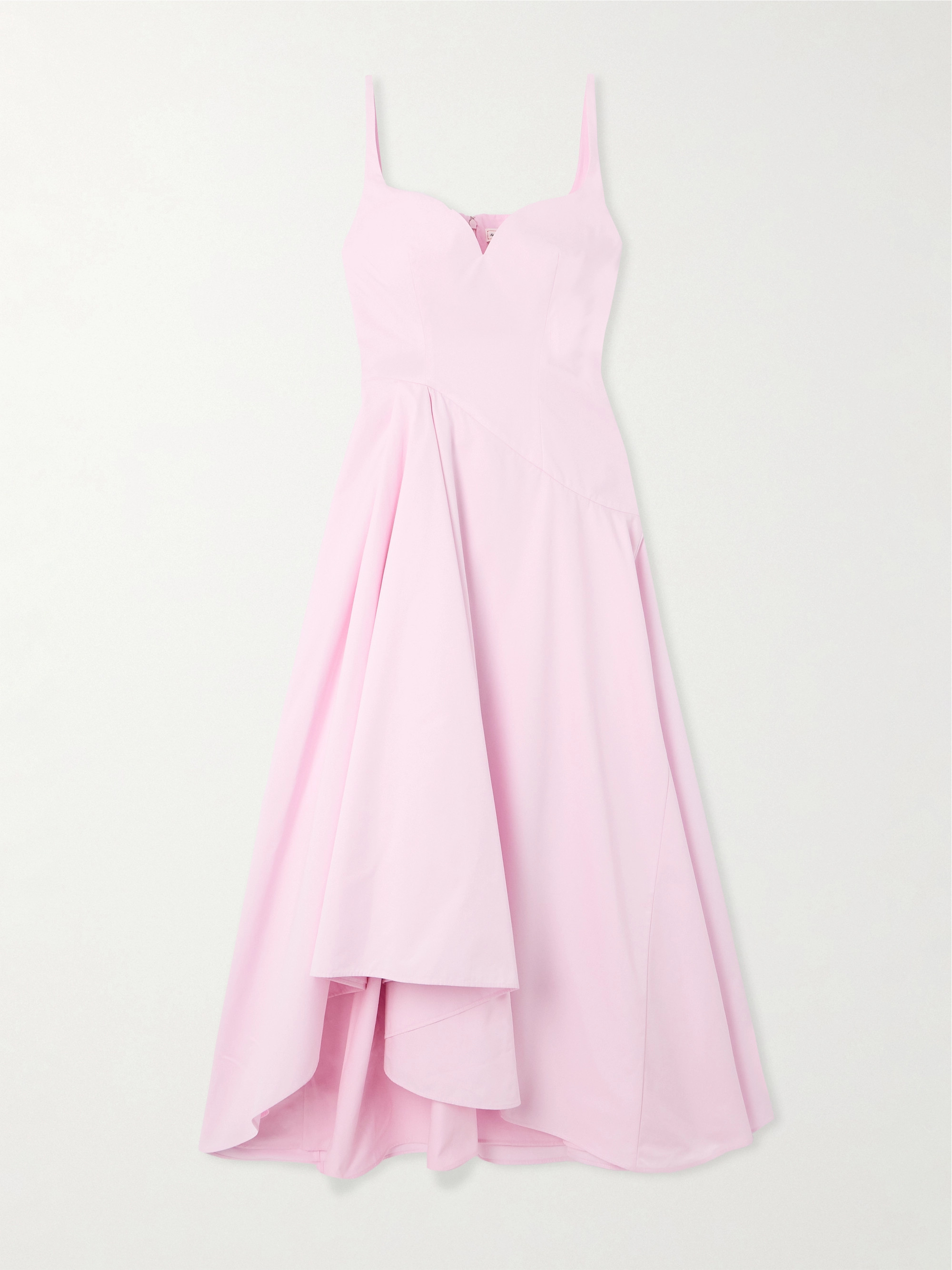 Alexander McQueen Asymmetric pleated cotton-poplin midi dress