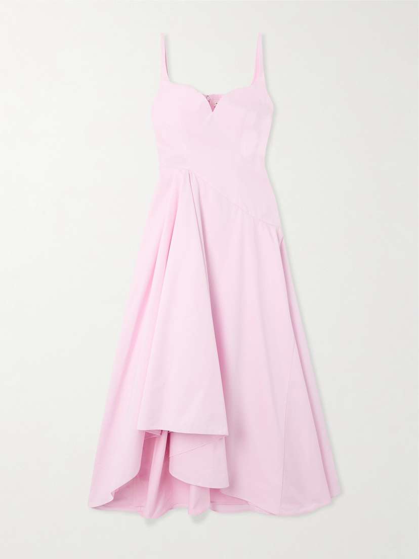 Alexander McQueen Asymmetric Pleated Cotton-poplin Midi Dress