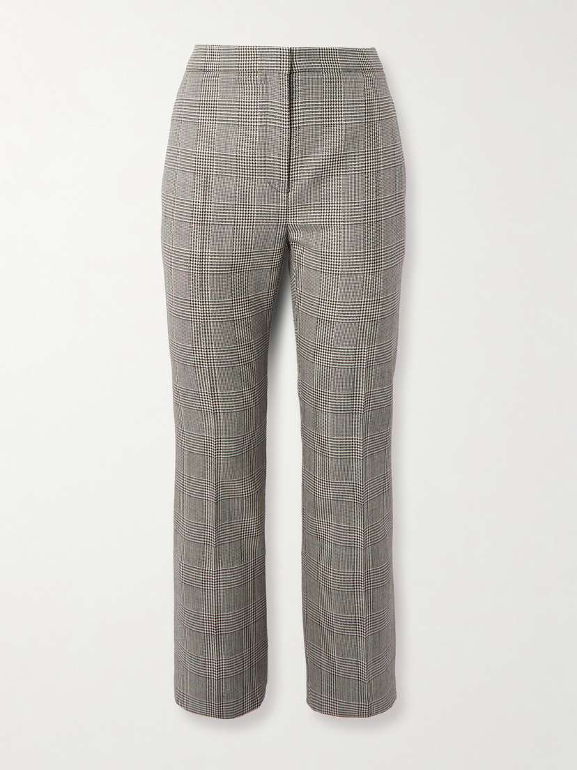 Alexander McQueen Cropped Prince Of Wales Checked Wool Straight-leg Pants
