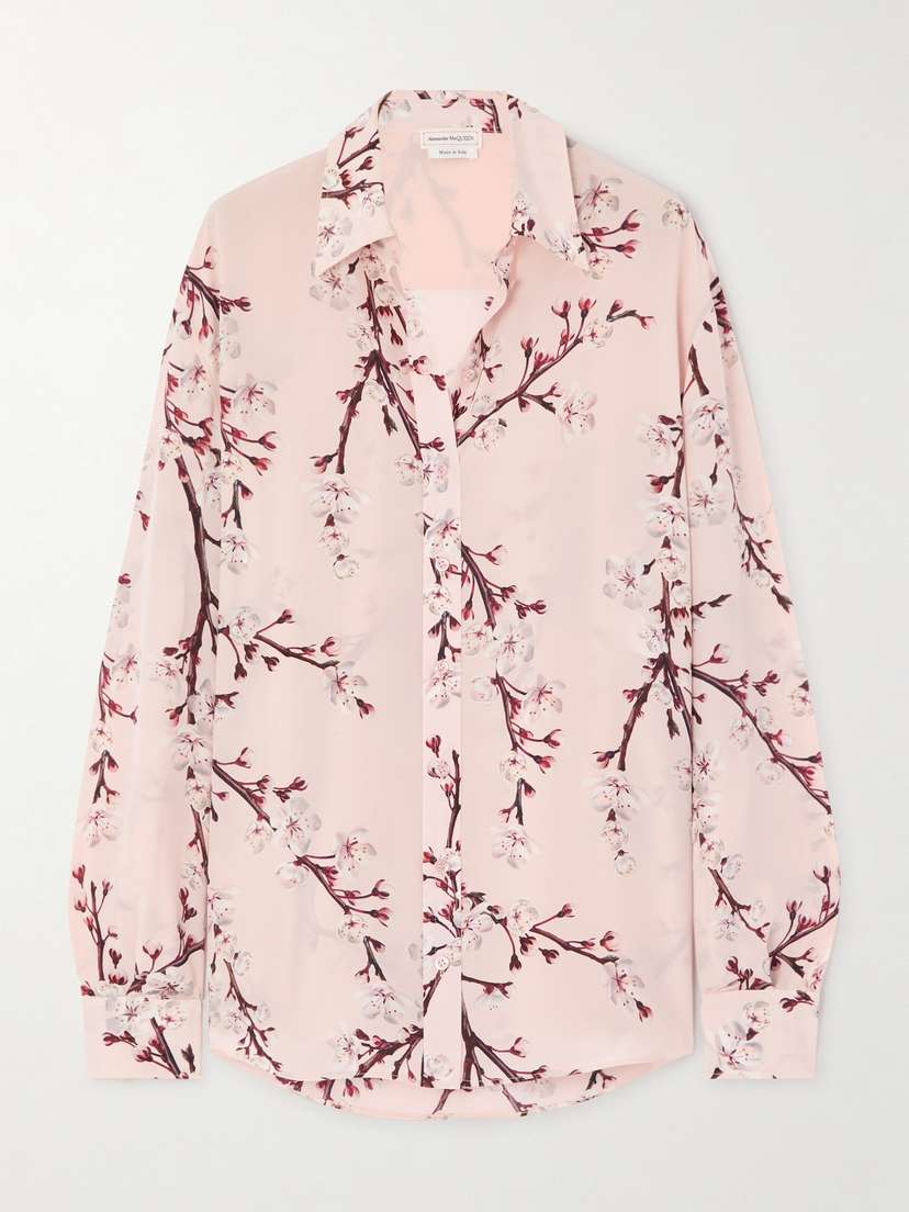 Alexander McQueen Floral-print Silk-crepe Shirt