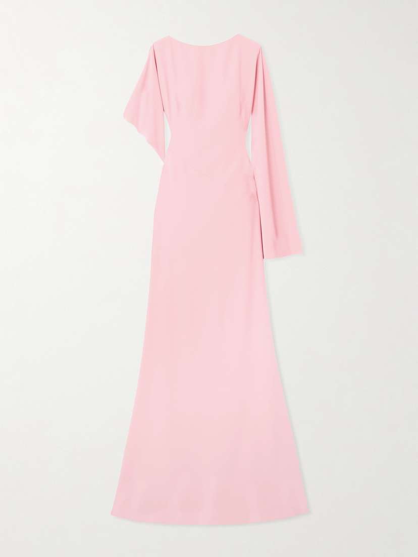 McQueen Asymmetric Paneled Crepe Gown