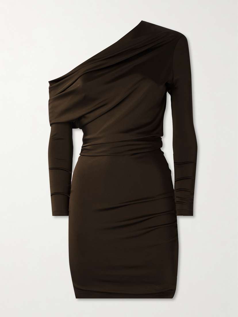 Alexander McQueen One-shoulder Draped Stretch-jersey Mini Dress