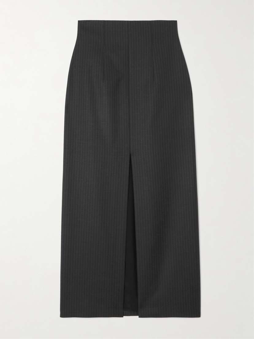 Alexander McQueen Pinstriped Wool Maxi Skirt