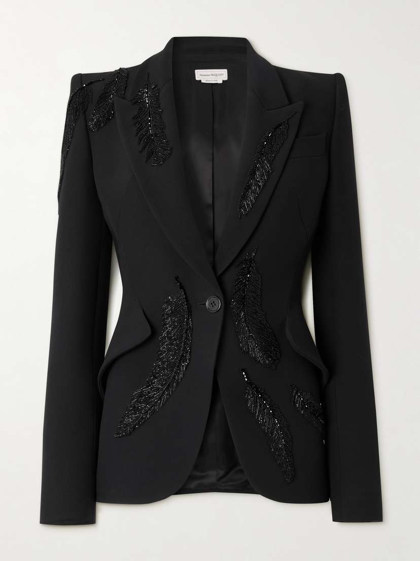 Alexander McQueen Embellished Crepe Blazer