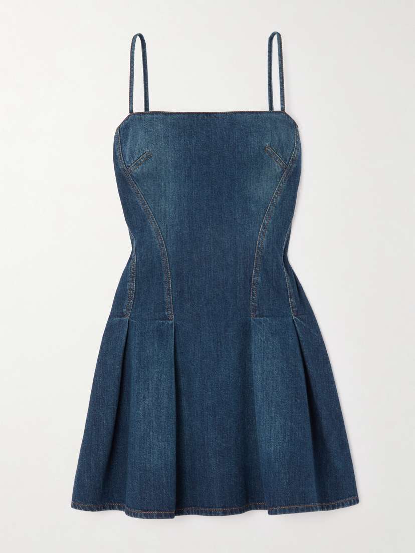 Alexander McQueen Pleated Denim Mini Dress