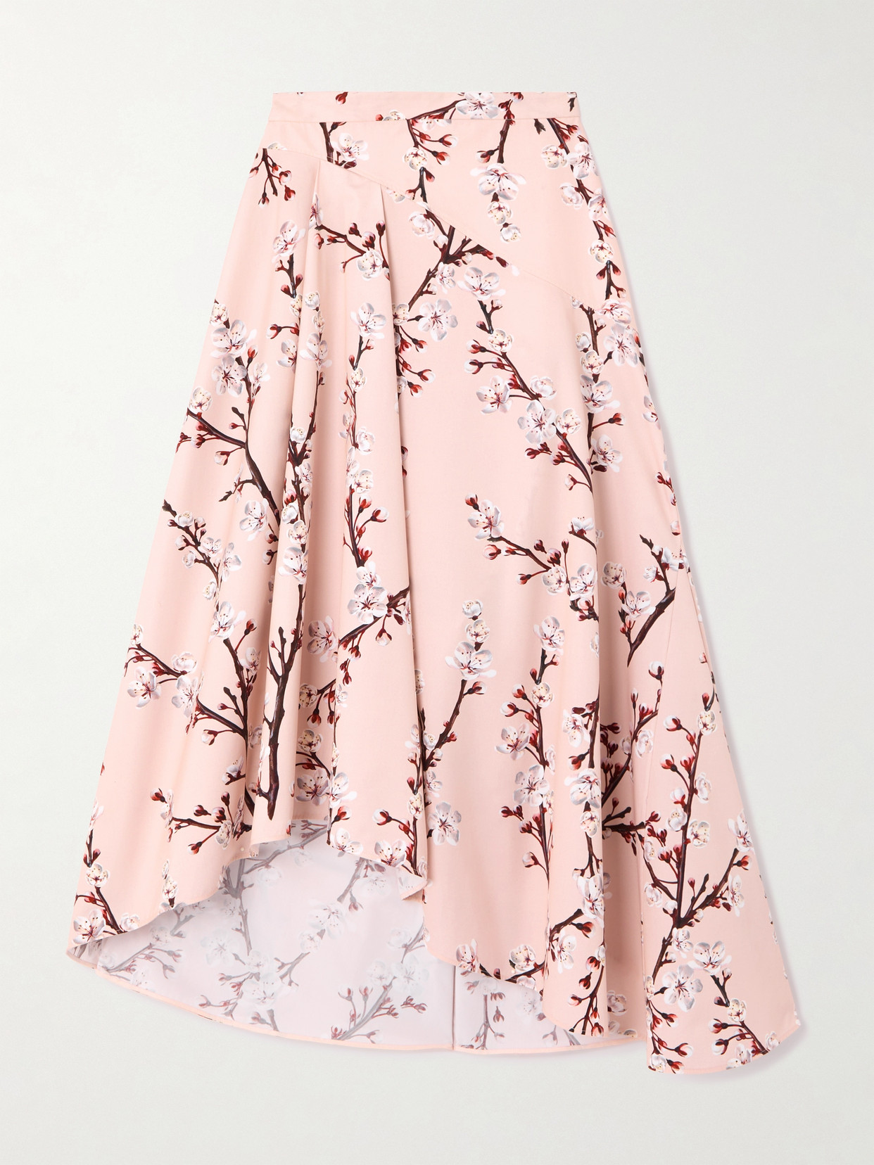 Alexander McQueen - Asymmetric Floral-print Cotton-poplin Skirt - Pink