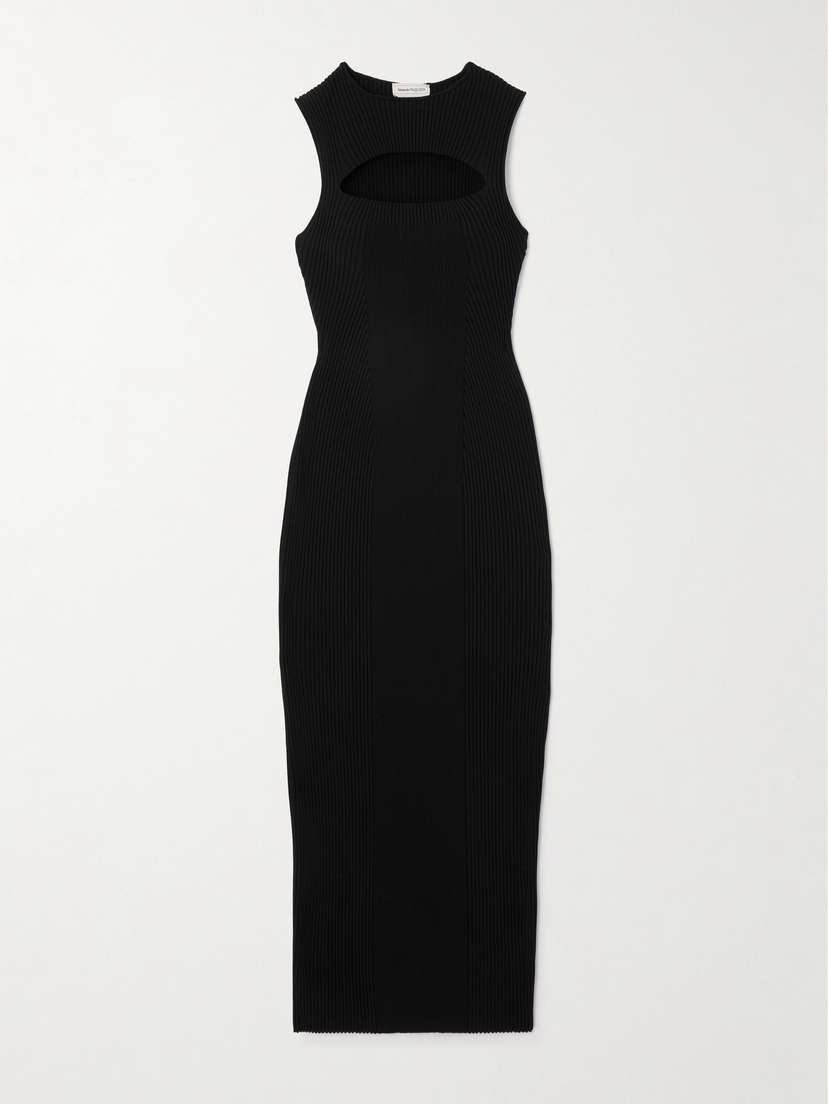 Alexander McQueen Cutout Ribbed-knit Midi Dress