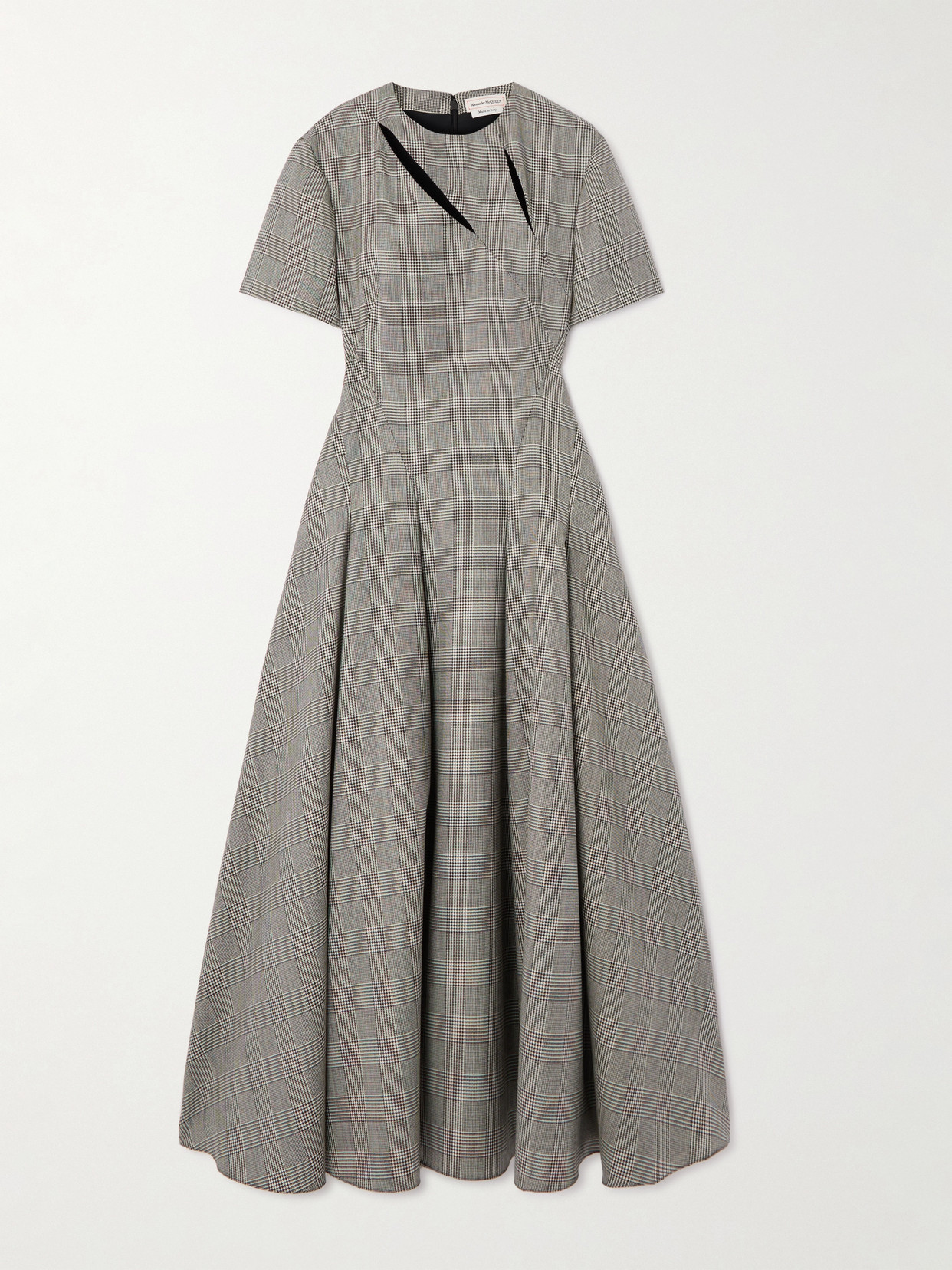 Alexander Mcqueen Prince Of Wales Checked Wool Maxi Dress In Black