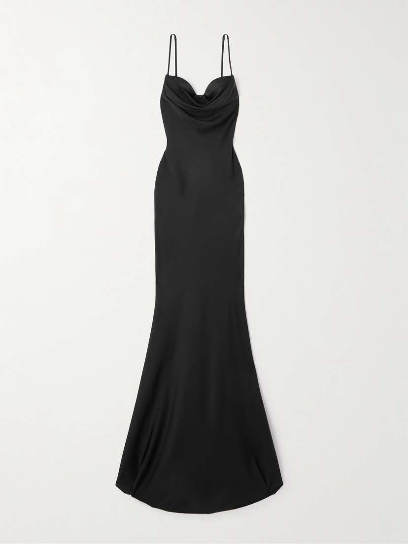 McQueen Draped Silk-satin Gown