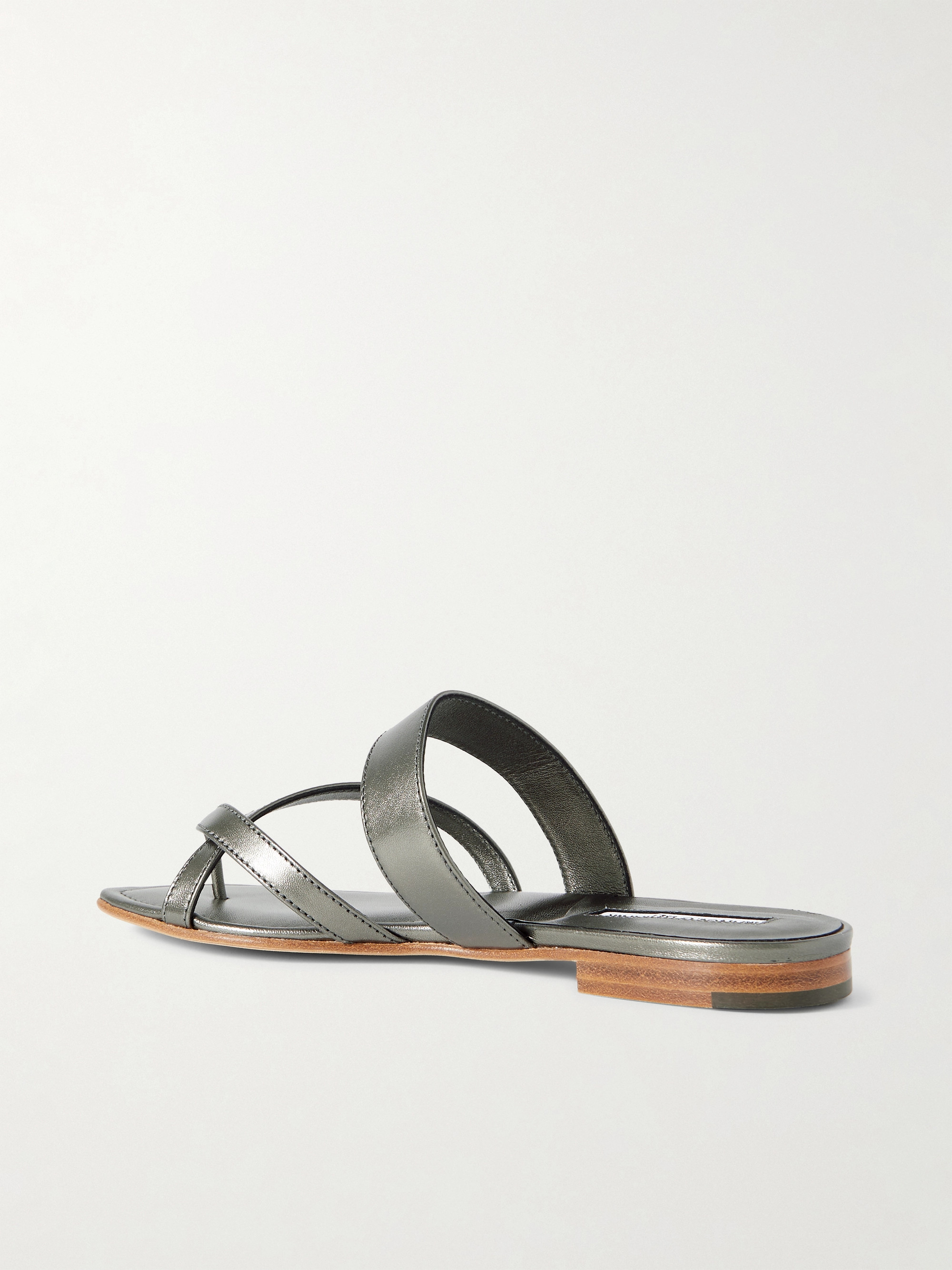 MANOLO BLAHNIK Susa metallic leather sandals
