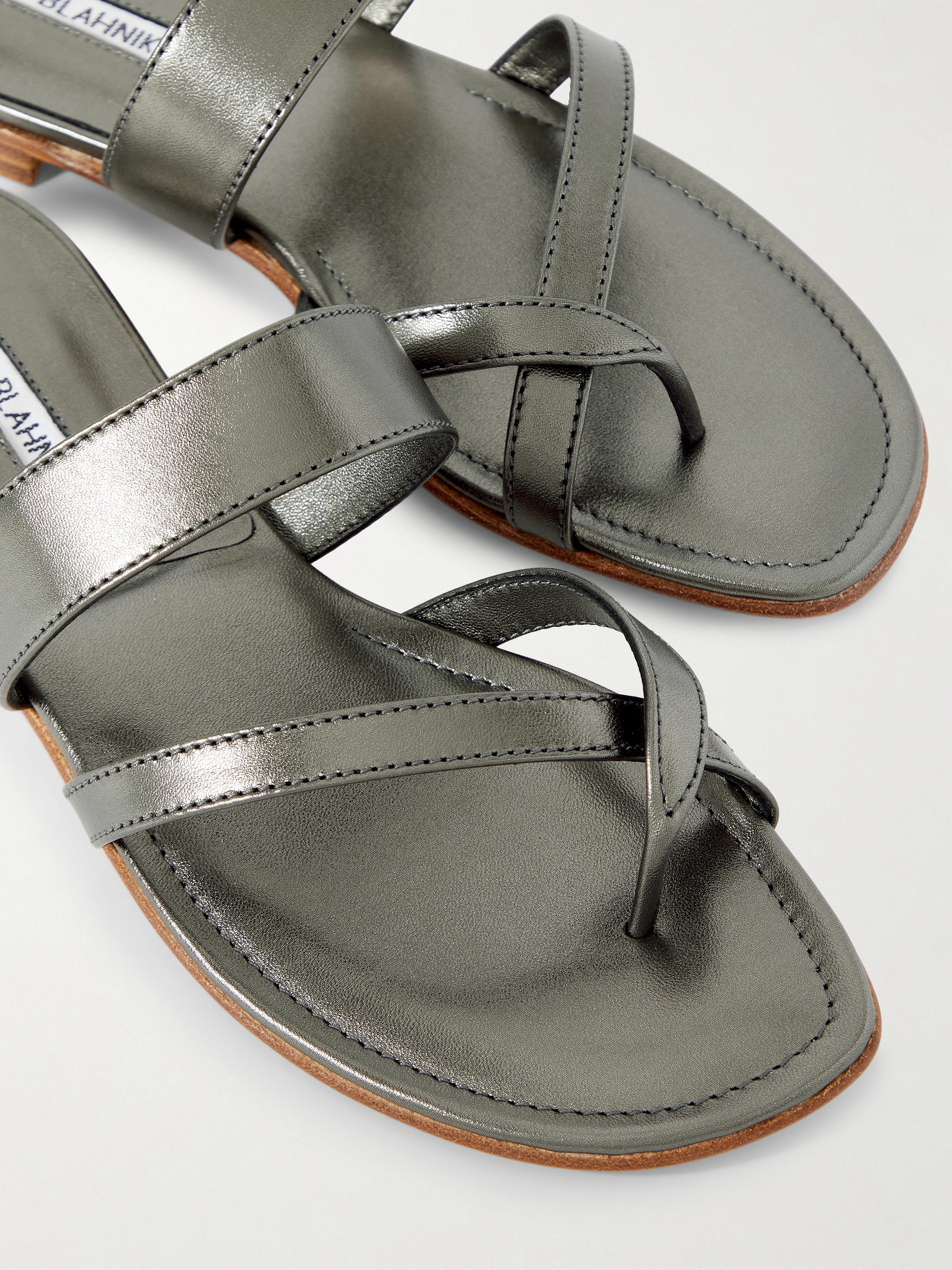 MANOLO BLAHNIK Susa metallic leather sandals