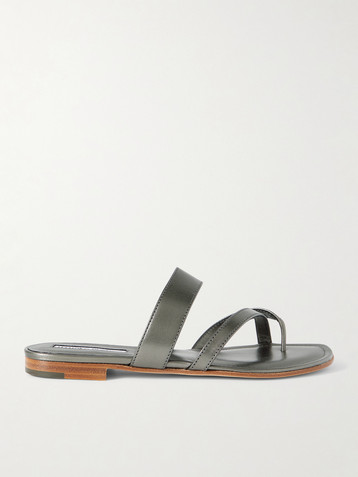 MANOLO BLAHNIK Susa metallic leather sandals