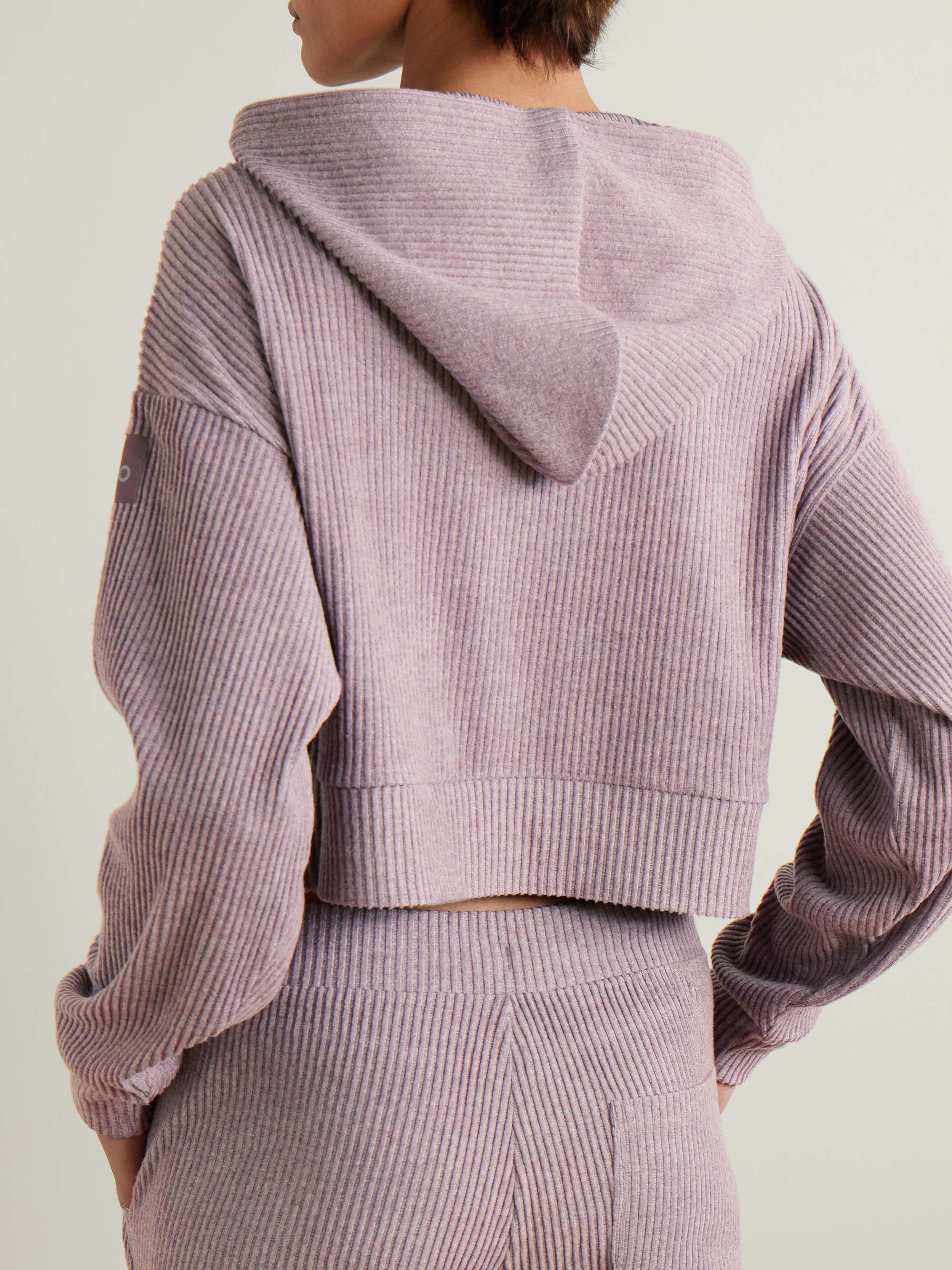 ALO YOGA Muse cropped ribbed fleece hoodie