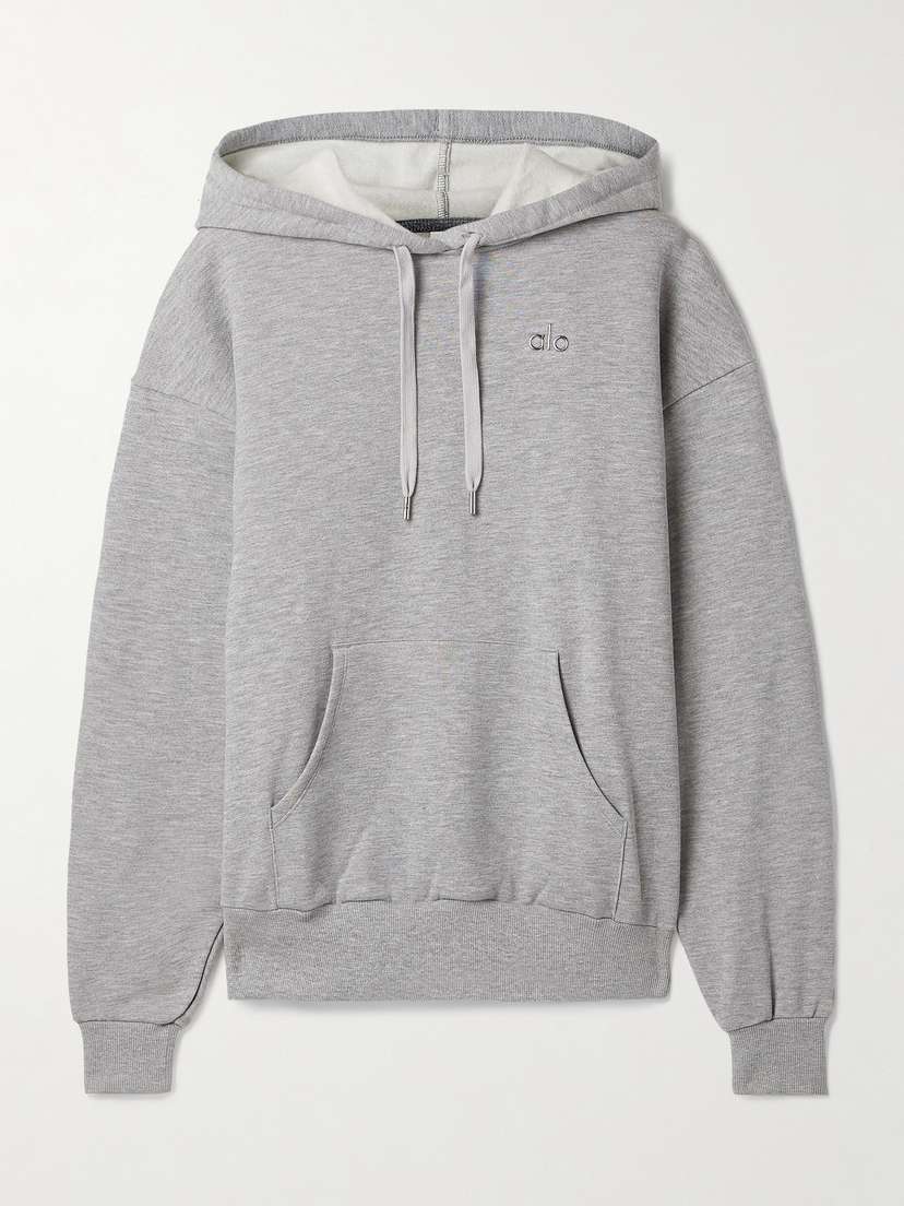 Alo Yoga Accolade Embellished Cotton-blend Jersey Hoodie