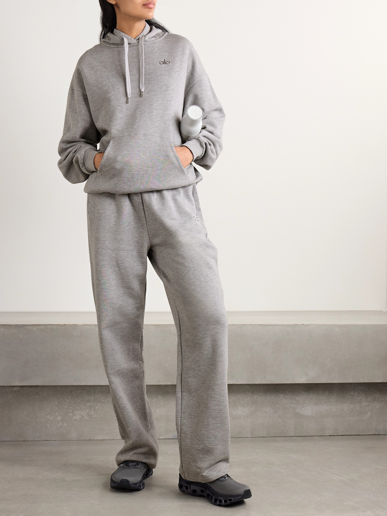 Alo Yoga Accolade Cotton-blend French Terry Hoodie In Gray
