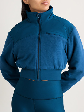 Alo Yoga Wintry Mix cropped paneled fleece and shell jacket