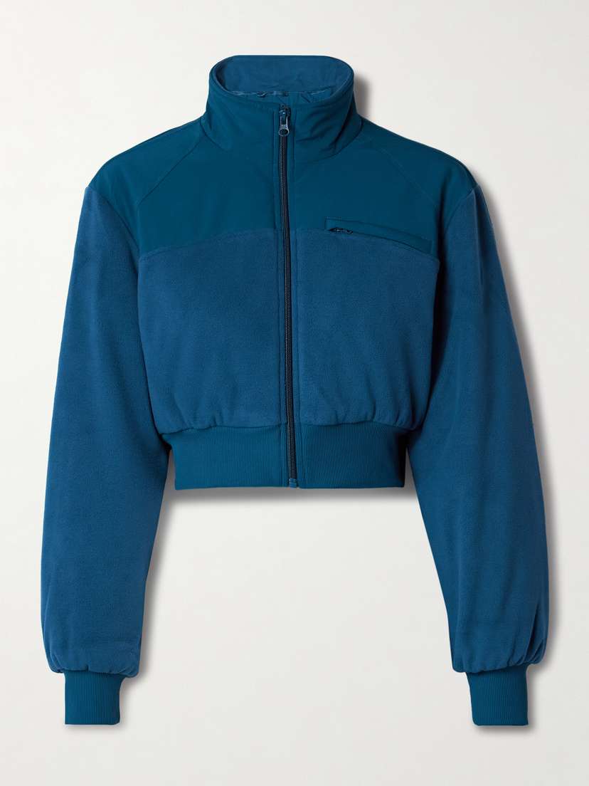 Alo Yoga Wintry Mix Cropped Paneled Fleece And Shell Jacket