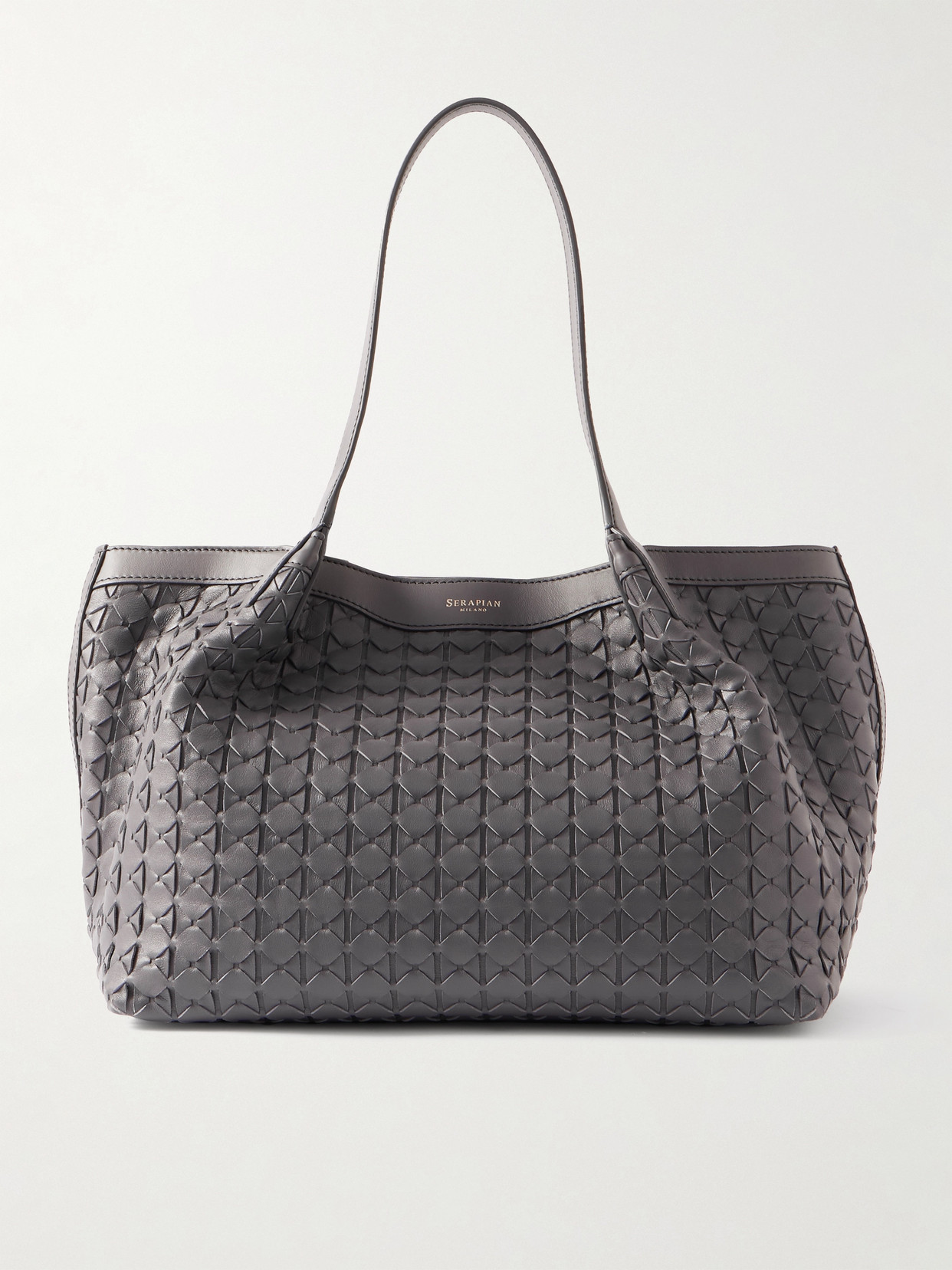 Serapian - Secret Small Woven Leather Tote - Gray