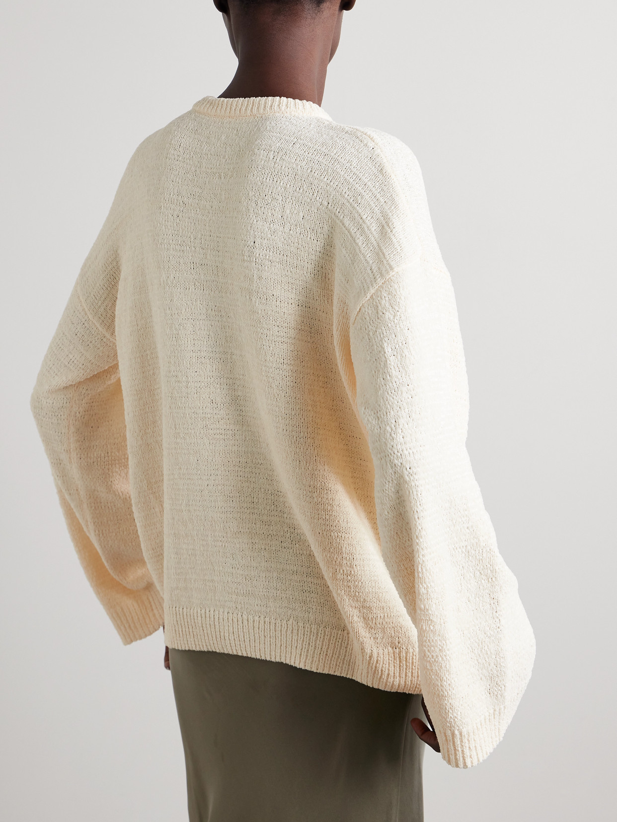 Shop Totême Cotton-blend Chenille Sweater In Cream