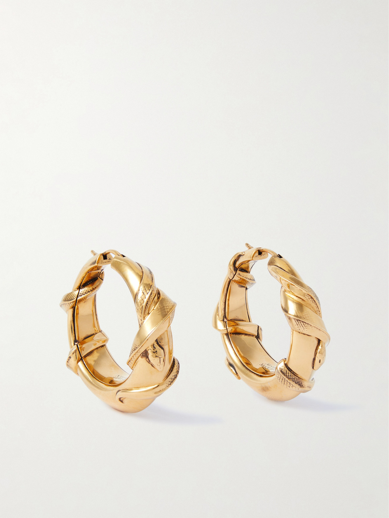 Alexander Mcqueen Snake Hoop Earrings In Gold