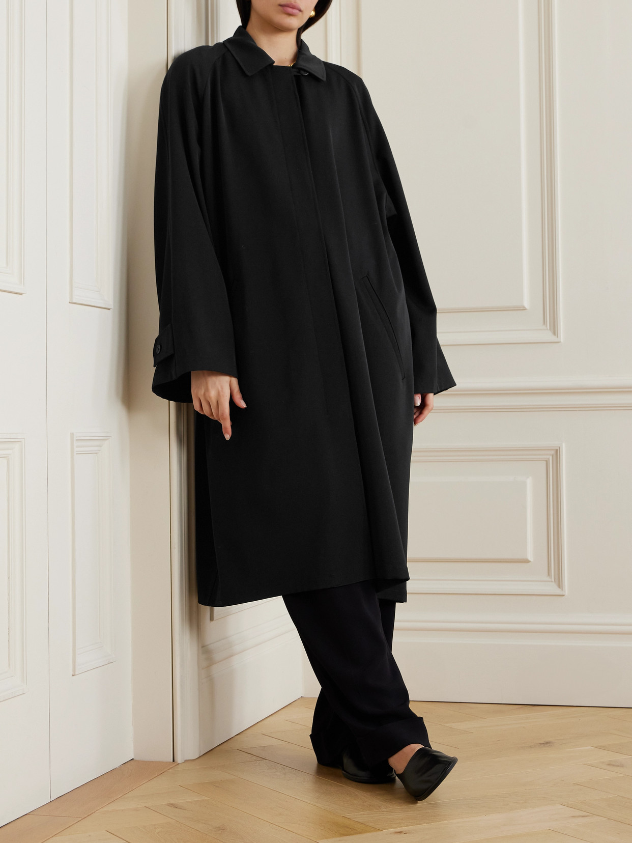 The Row Flemming Wool Trench Coat In Black