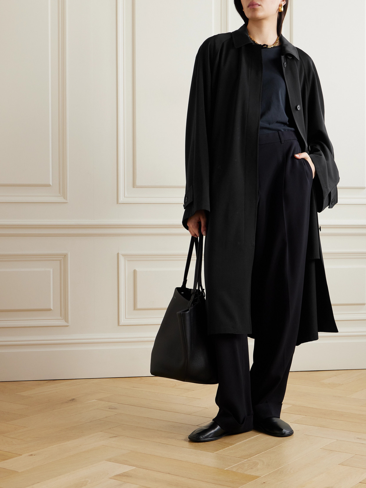 The Row Flemming Wool Trench Coat In Black