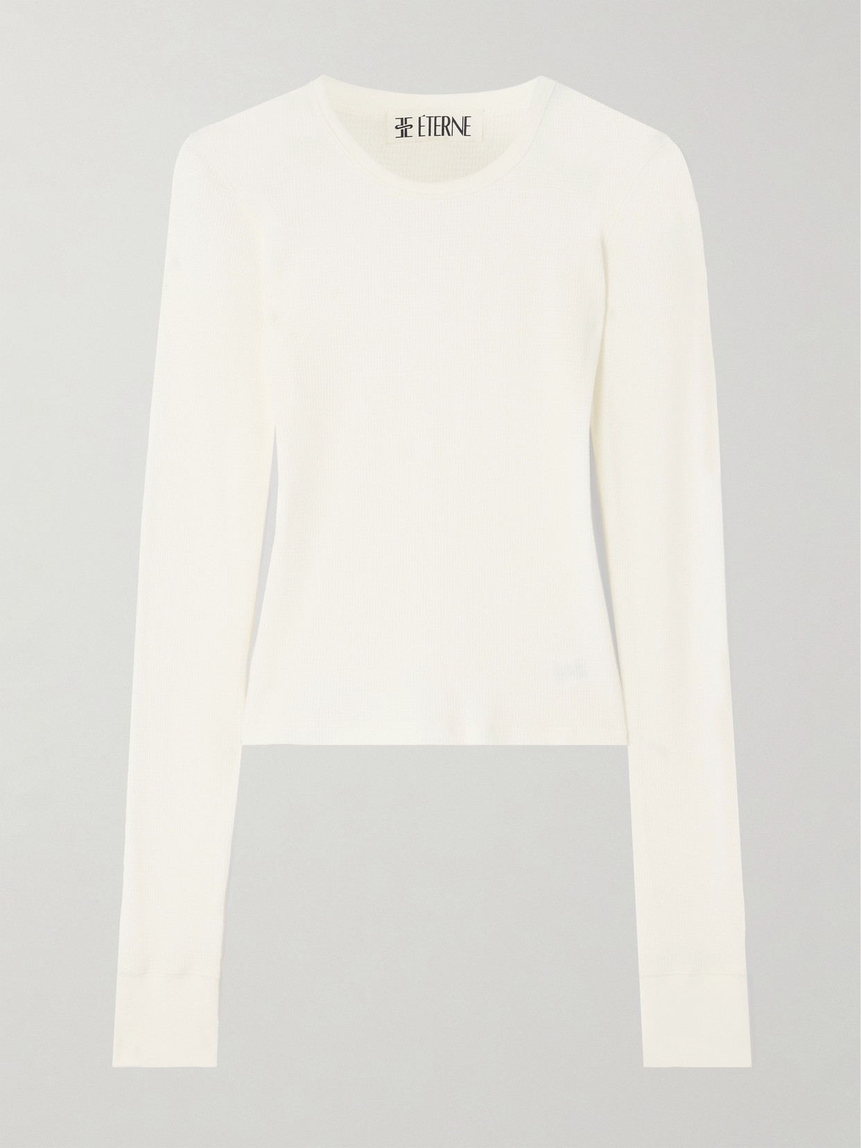 ÉTERNE - Waffle-knit Stretch Cotton And Modal-blend T-shirt - Ivory