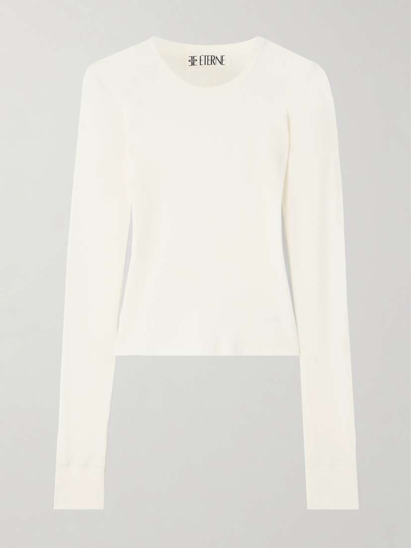 ÉTERNE Waffle-knit Stretch Cotton And Modal-blend T-shirt