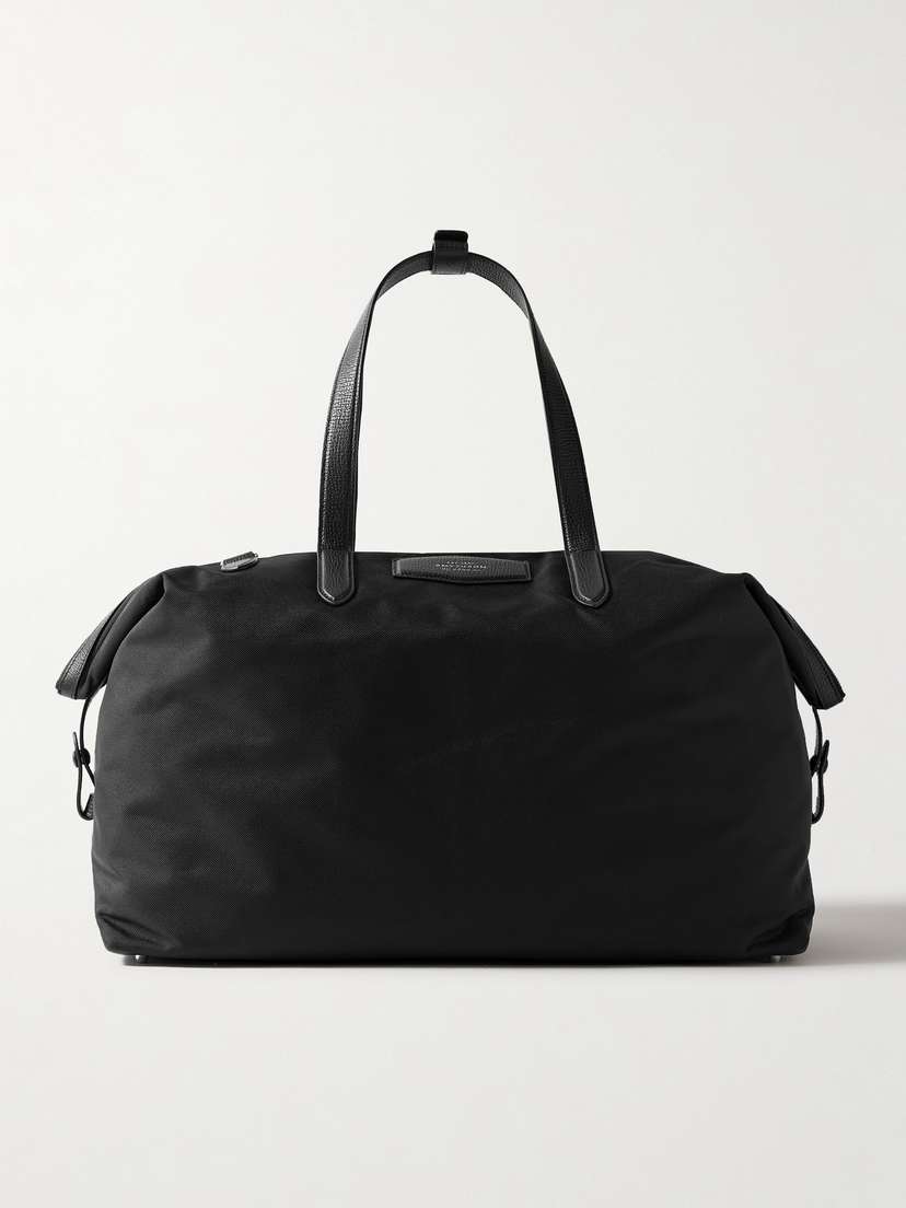 Smythson Norton Textured-leather Trimmed Canvas Weekend Bag