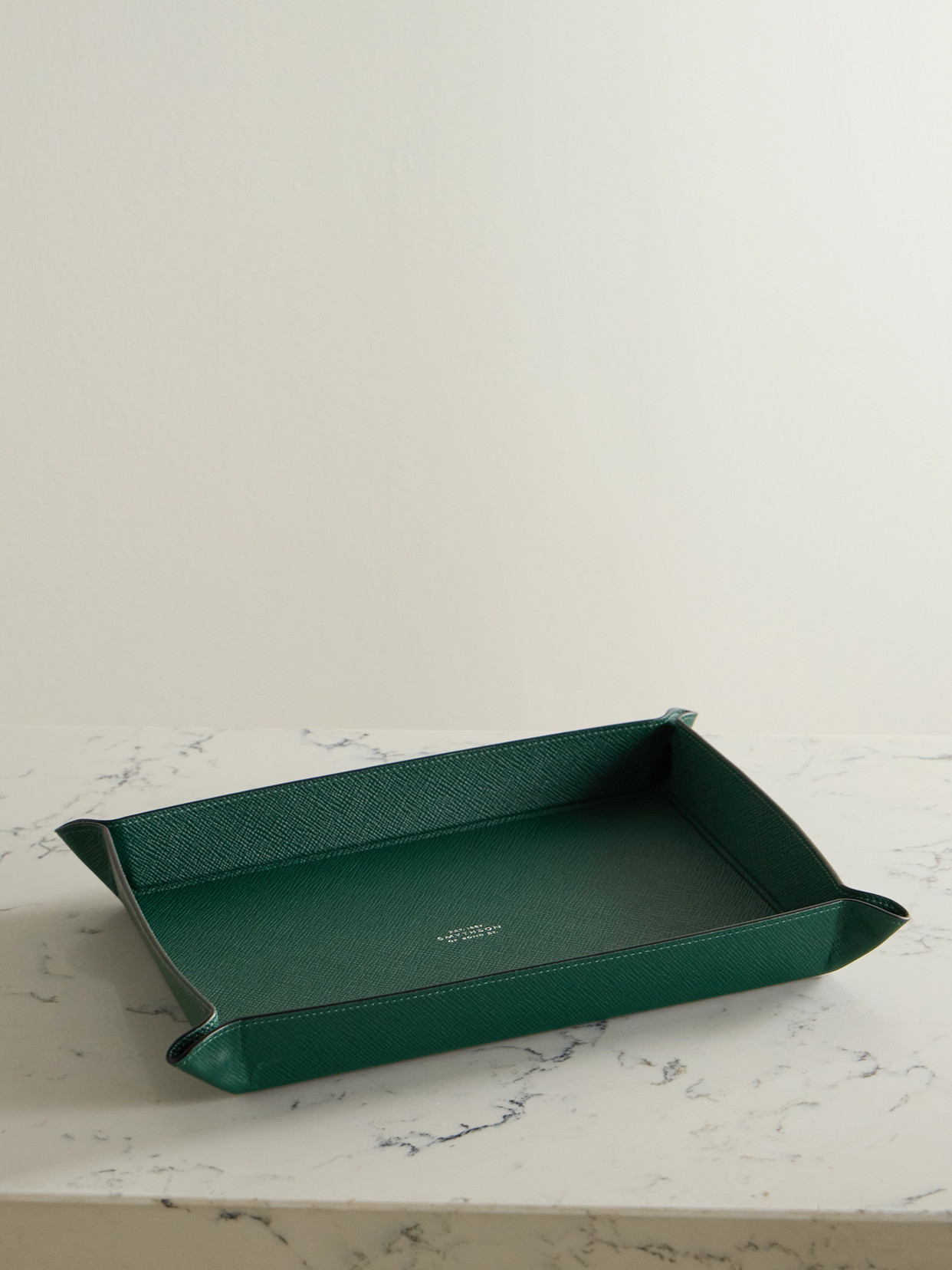 SMYTHSON - Panama Large Textured-leather Trinket Tray - Green