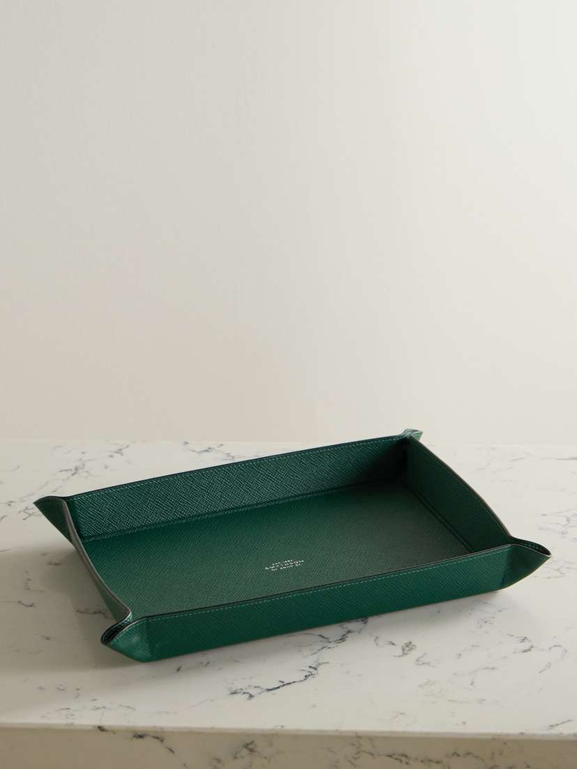 Smythson Panama Large Textured-leather Trinket Tray