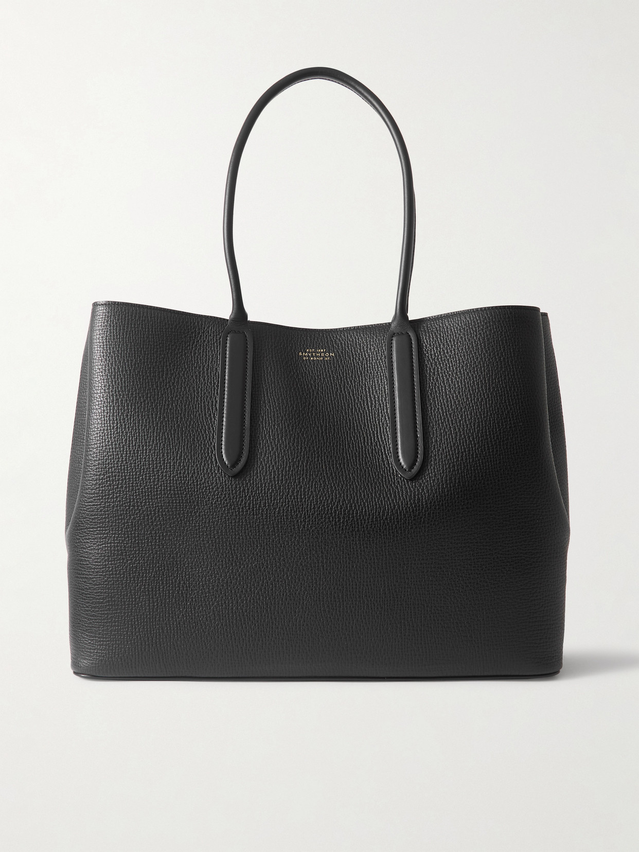 Smythson Day Tote Bag With Zip In Ludlow In Black