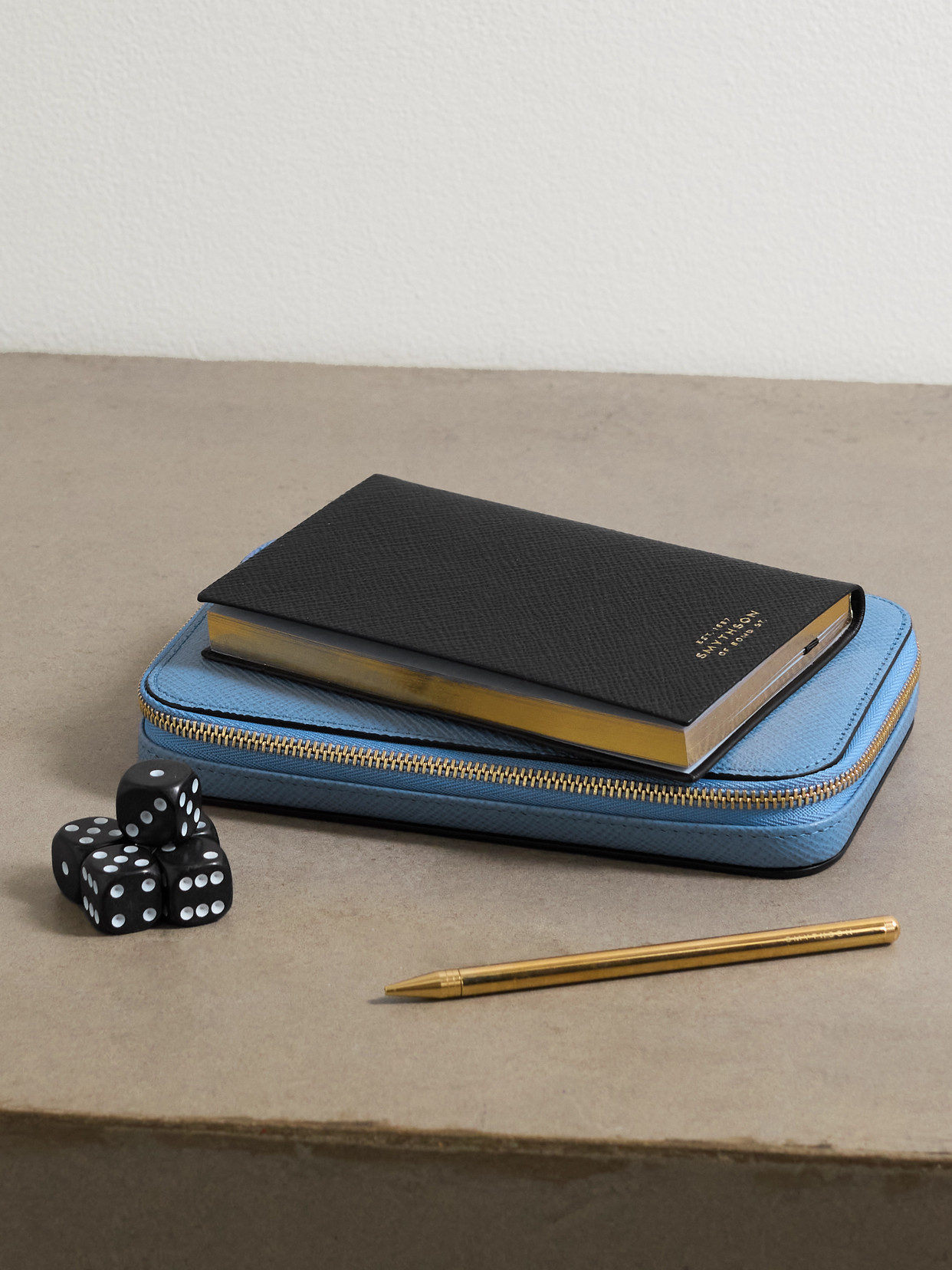 SMYTHSON - Yatzy Textured-leather Game Set - Blue