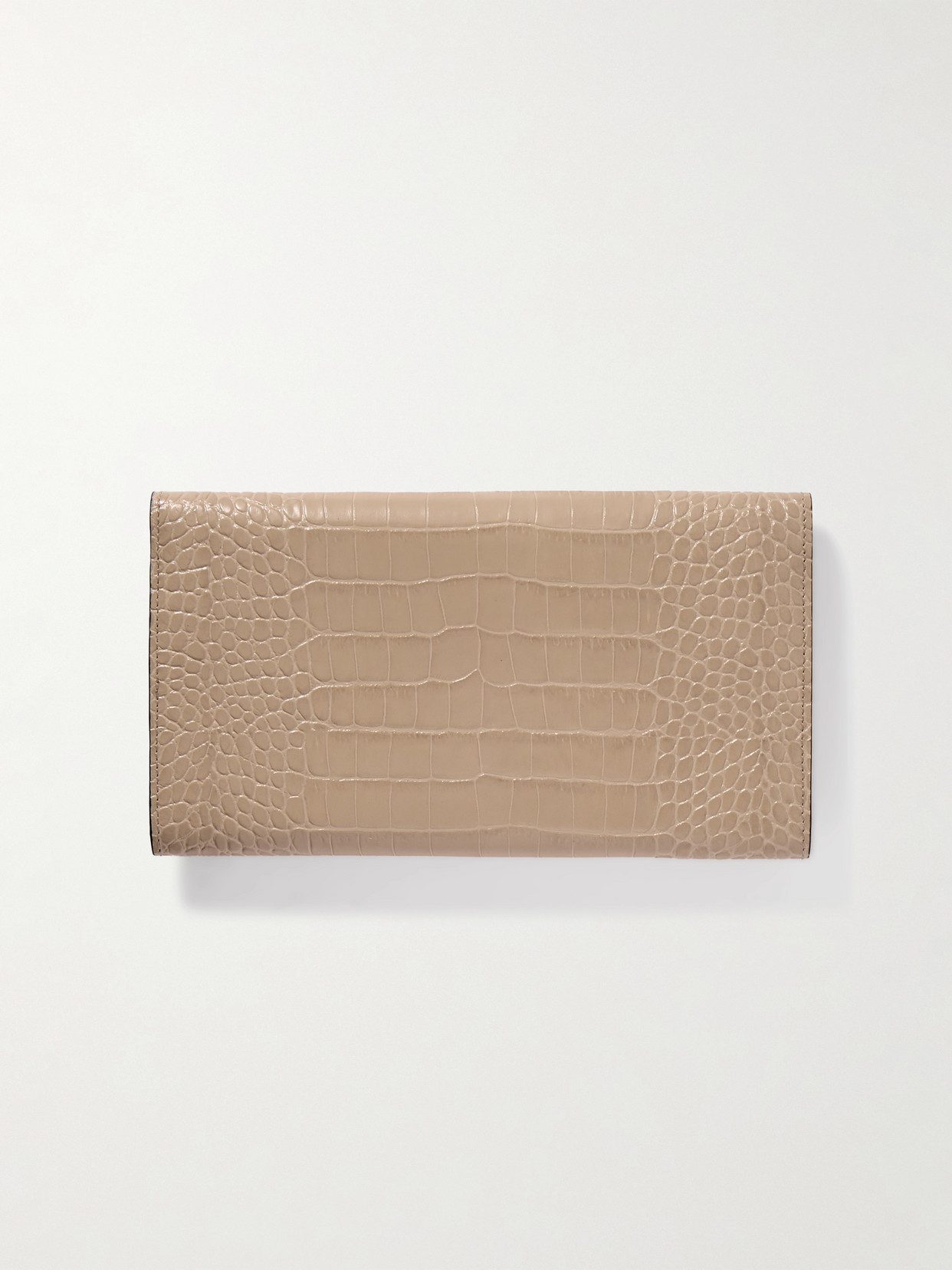 Smythson Marshall Croc-effect Leather Travel Wallet In Neutrals