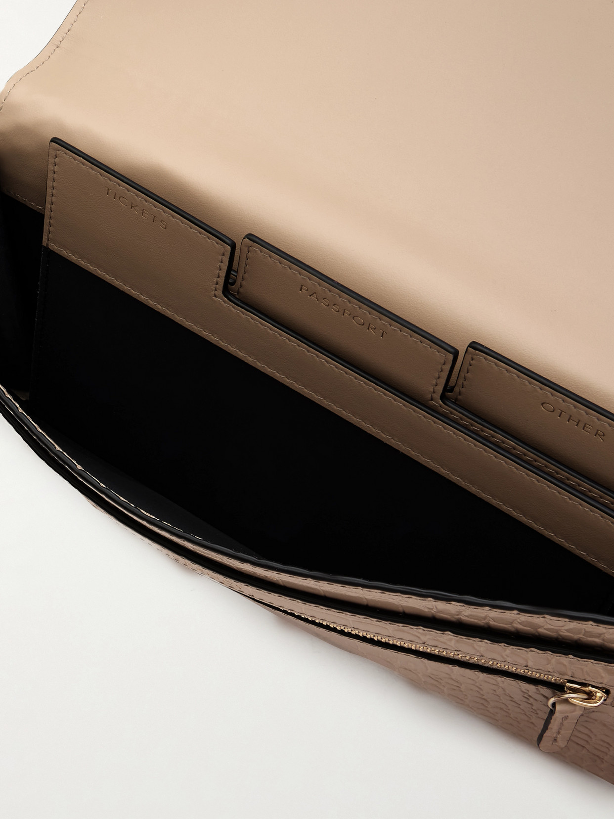 Smythson Marshall Croc-effect Leather Travel Wallet In Neutrals