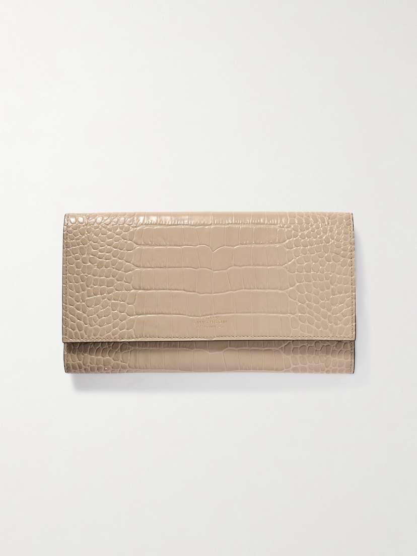 Smythson Marshall Croc-effect Leather Travel Wallet