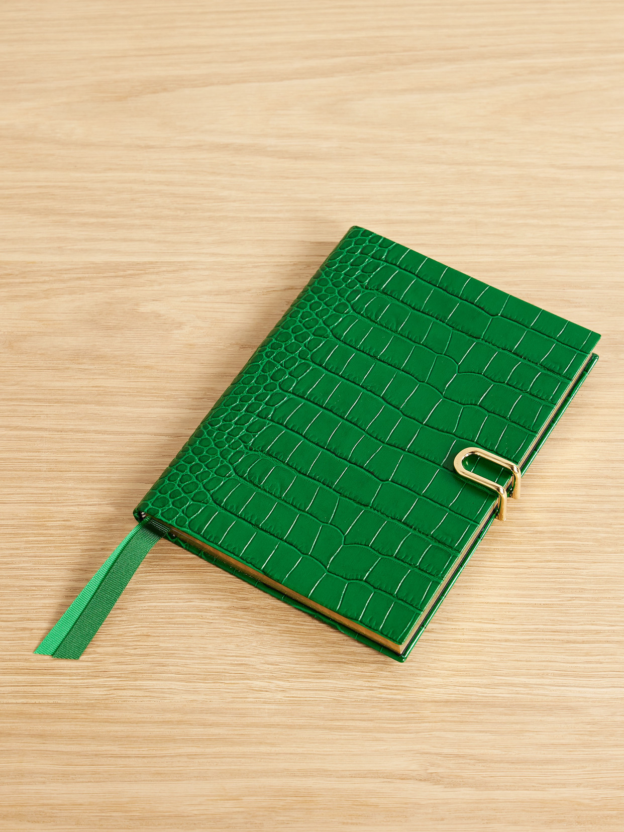 SMYTHSON - Soho 2025 Croc-effect Leather Diary - Green
