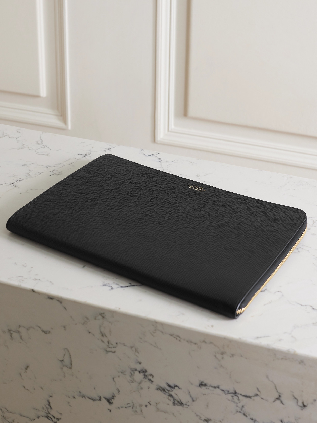 SMYTHSON - Small Panama Textured-leather Laptop Case - Black