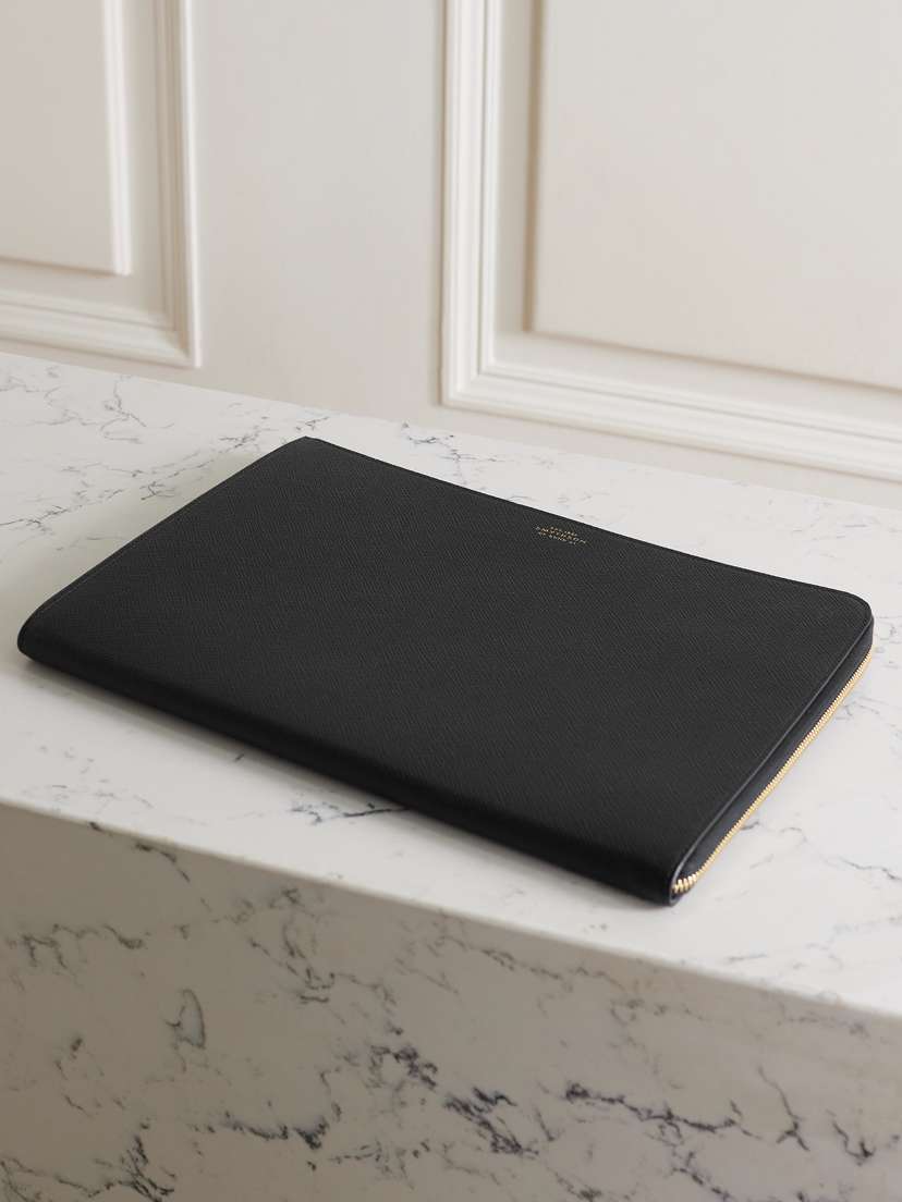 Smythson Small Panama Textured-leather Laptop Case