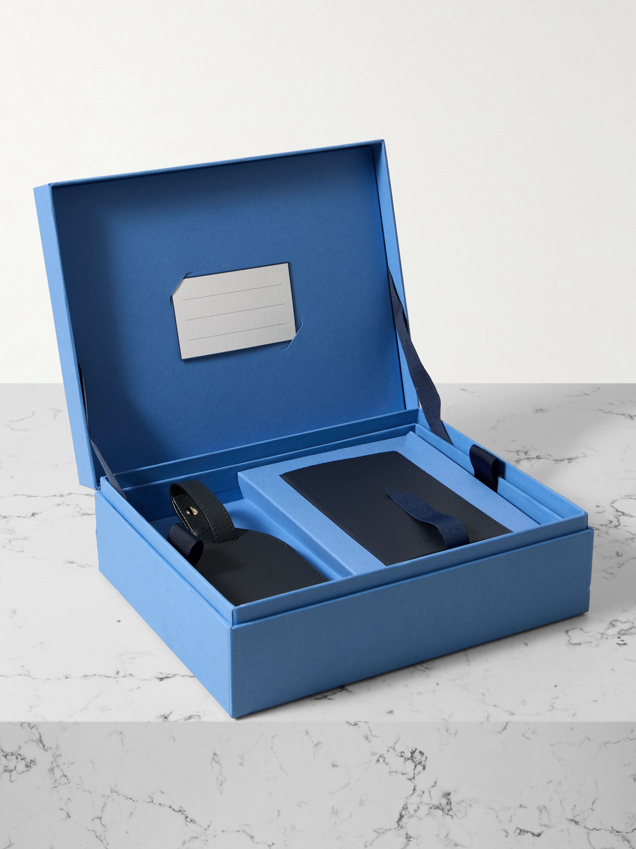 SMYTHSON - Panama Textured-leather Travel Gift Box Set - Blue