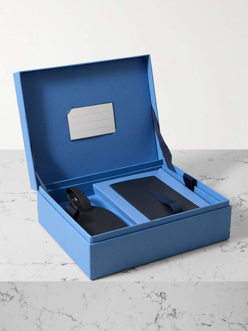 Smythson Panama Textured-leather Travel Gift Box Set