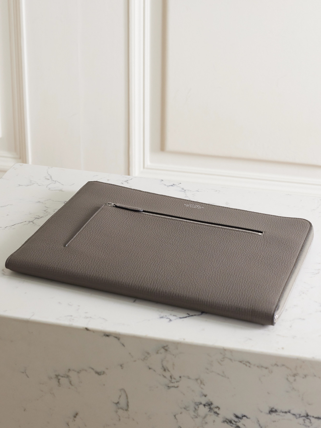 SMYTHSON - Small Ludlow Textured-leather Laptop Case - Brown
