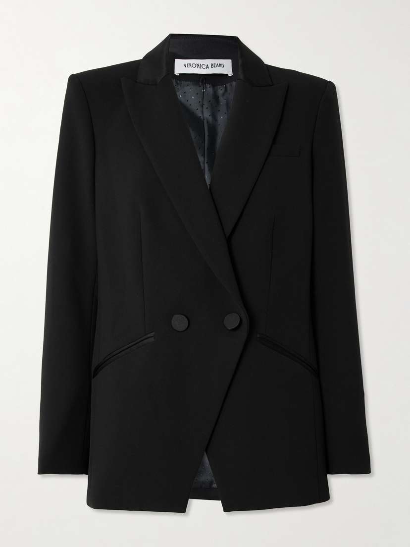 Veronica Beard Rickie Dickey Double-breasted Satin-trimmed Crepe Blazer