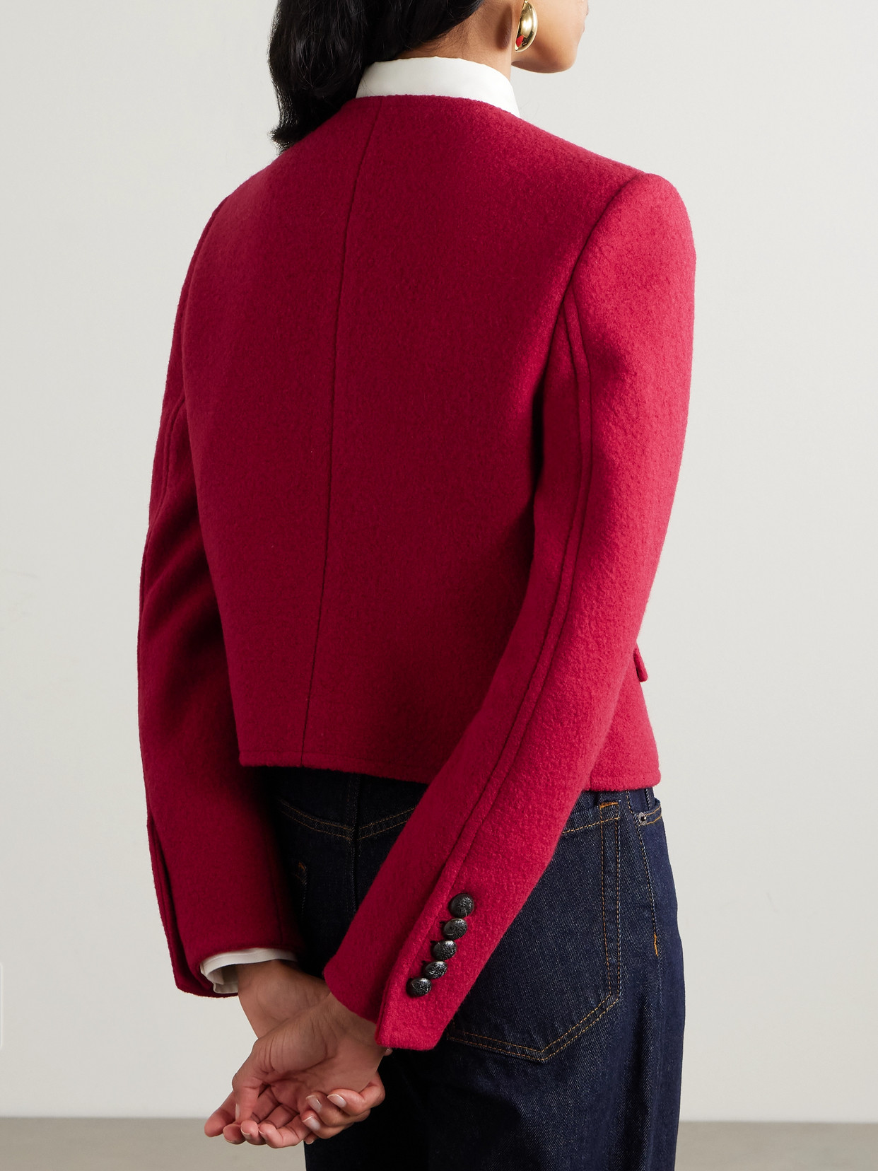 Shop Veronica Beard Leslie Wool-bouclé Jacket In Red
