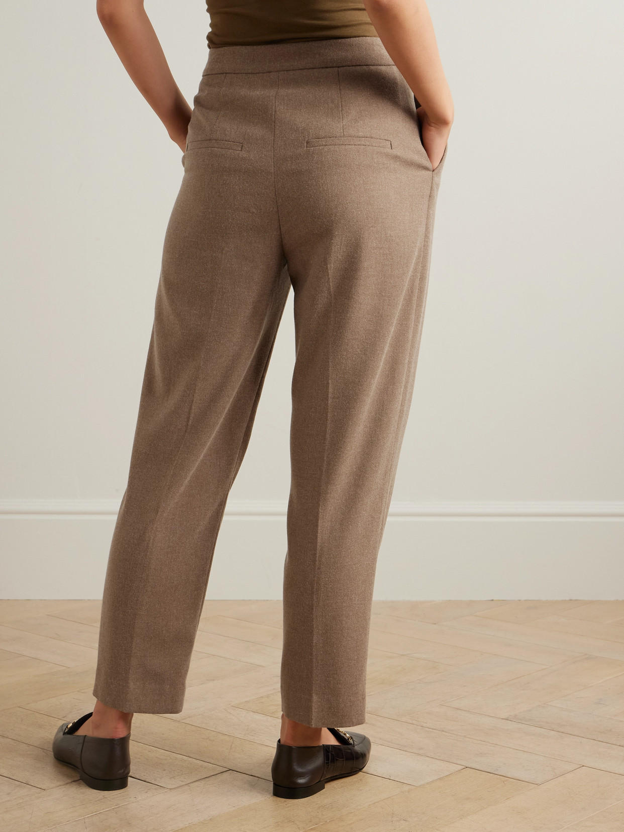 Veronica Beard Netta Twill Straight-leg Pants In Brown